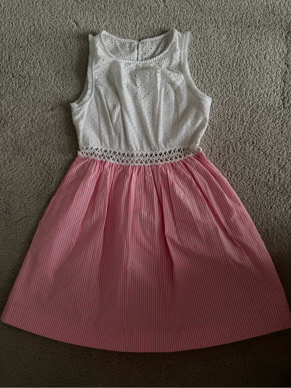 Lilly Pulitzer White Eyelet Bodice Pink Striped Skirt Dress